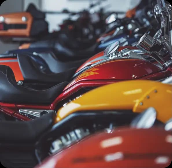 Colorful motorcycle fuel tanks