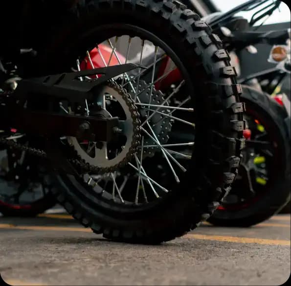 Rear wheel and chain of a motorcycle